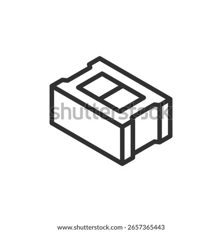 Concrete block, linear icon. Masonry unit for construction work. Line with editable stroke.