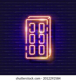Concrete block neon icon. Vector illustration for design. Repair tool glowing sign. Construction tools concept.