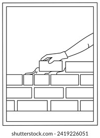 A concrete block vector in line style