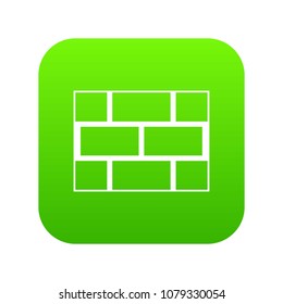 Concrete block wall icon digital green for any design isolated on white vector illustration