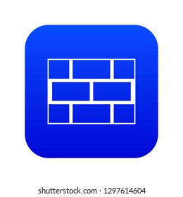 Concrete block wall icon digital blue for any design isolated on white vector illustration