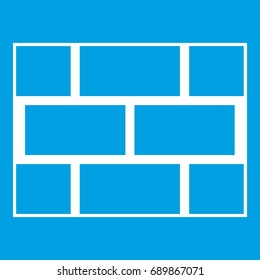Concrete block wall icon white isolated on blue background vector illustration