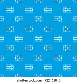 Concrete block wall pattern repeat seamless in blue color for any design. Vector geometric illustration