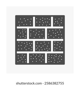 Concrete block wall vector icon. Row of seamless rectangle shape laying in stack for wall, retaining wall. Material for architecture, construction. Rectangle texture pattern on wall for building.