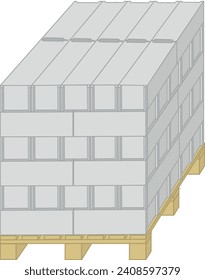 Bloques de hormigón en pallet de madera - Construcción de obras y bricolaje