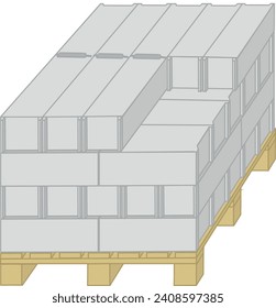 Bloques de hormigón en pallet de madera - Construcción de obras y bricolaje