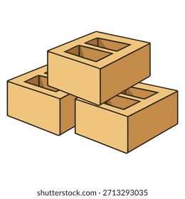 Material de construcción de ladrillo de hormigón Diseño de Plantilla de Ilustración vectorial de color plano de construcción