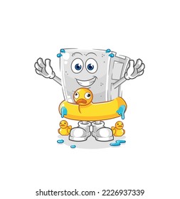 the concrete brick with duck buoy cartoon. cartoon mascot vector