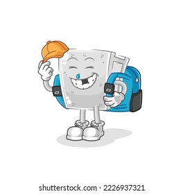 the concrete brick goes to school vector. cartoon character