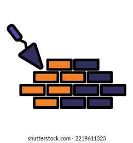 Icono de ladrillo concreto para tu sitio web, logotipo, aplicación, interfaz de usuario, impresión de producto. Línea rellena de concepto de ladrillo concreto. Icono de ilustración del vector.