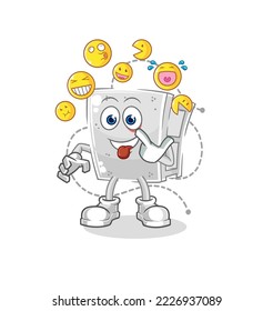 the concrete brick laugh and mock character. cartoon mascot vector