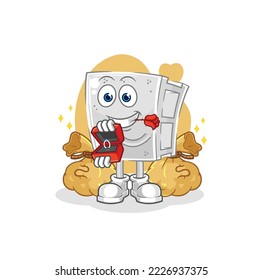the concrete brick propose with ring. cartoon mascot vector
