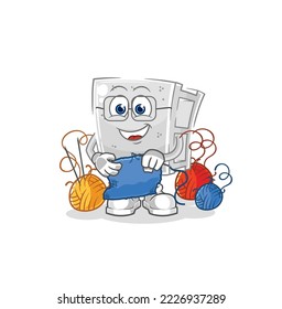 the concrete brick tailor mascot. cartoon vector