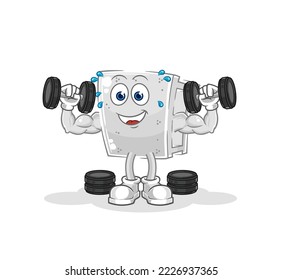 the concrete brick weight training illustration. character vector