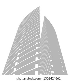 Concrete building construction, architectural design vector 3d illustration