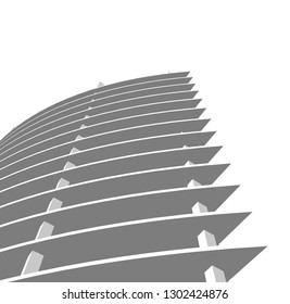 Concrete building construction, architectural design vector 3d illustration