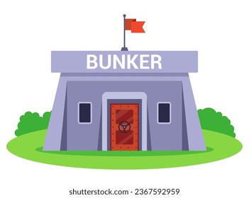 concrete bunker to protect people from missiles. flat vector illustration.