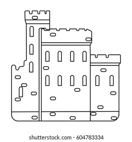 Concrete castle with peaks in Scotland.Fortification of the ancient Scots.Scotland single icon in outline style vector symbol stock illustration.