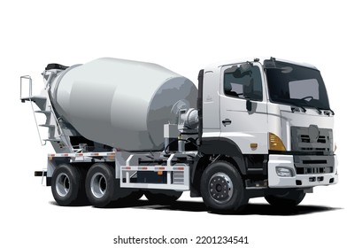 Concrete cement mix delivery work transport heavy cargo engine machine car mixer vehicle truck isolated on white background. Construction illustration modern vehicle vector template, easy editing svg