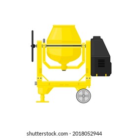 Concrete Cement Mixer Flat Vector Icon illustration