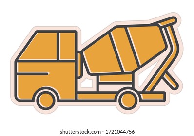 concrete cement mixer truck flat icon for apps or website