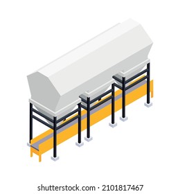 Concrete cement production icon with 3d factory equipment on white background isometric vector illustration