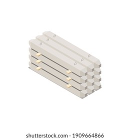 Composición isométrica de la producción de cemento concreto con productos listos para la construcción, necesidades vectoriales