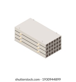 Concrete cement production isometric composition with ready goods for construction needs vector illustration