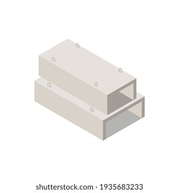 Concrete cement production isometric composition with ready goods for construction needs vector illustration