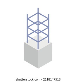 Concrete Cement Production Isometric Icon With Reinforced Item On White Background Vector Illustration