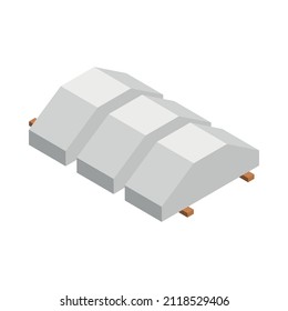 Concrete Cement Production Isometric Icon With Reinforced Blocks On Pallet Vector Illustration