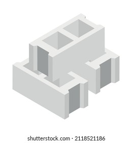 Concrete Cement Production Reinforced Stacked Blocks For Construction Isometric Icon Vector Illustration