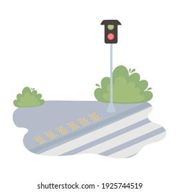 concrete cobblestones on walkway for blindness people vector cartoon illustration isolated