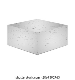 cubo concreto aislado en blanco   ilustración vectorial