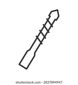 Concrete drill bit with hex shank, icon in line design. concrete drill bit, masonry drill, hex shank bit, impact drill bit on white background vector. Editable stroke icon.