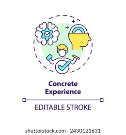 Concrete experience multi color concept icon. Kolbs learning strategy. Involvement in new experience. Round shape line illustration. Abstract idea. Graphic design. Easy to use in presentation
