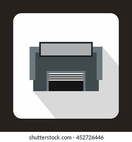 Concrete garage icon in flat style with long shadow. Building symbol