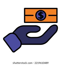 Icono de construcción de dinero concreto para tu sitio web, logotipo, aplicación, interfaz de usuario, impresión de producto. La línea llena de concepto de construcción de dinero para obtener dinero concreto. Icono de ilustración del vector.