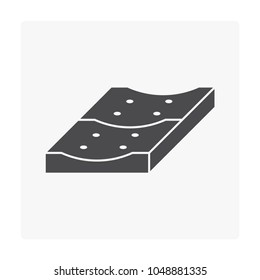 Concrete gutter cover vector icon design in cross section or profile view. Precast concrete product for install in stormwater drainage system, on top of drain gutter, trench, ditch and street gutter.