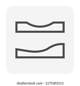 Concrete gutter cover vector icon in cross section or profile view. Precast concrete product for install in stormwater drainage system, on top of drain gutter, trench, ditch, street gutter. 64x64 px.