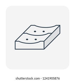 Concrete gutter cover vector icon design in cross section or profile view. Precast concrete product for install in stormwater drainage system, on top of drain gutter, trench, ditch and street gutter.