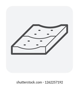 Concrete gutter cover vector icon design in cross section or profile view. Precast concrete product for install in stormwater drainage system, on top of drain gutter, trench, ditch and street gutter.