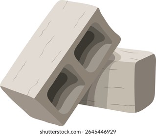 Ilustração de bloco oco concreto isolado no fundo branco