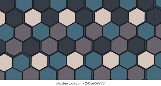 fondo vectorial de la acera de bloques de abeja de hormigón con textura. Superficie del suelo de baldosas. Calle de la ciudad o sendero con patrón de piedra de la cuadrícula. Terraza exterior. Vista panorámica