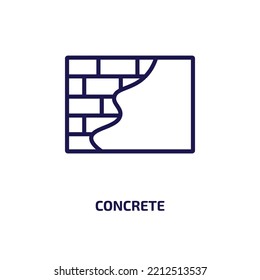 Betonsymbol aus der Bausammlung. Dünner, linearer Beton, Sammlung, Ziegelumriss einzeln auf weißem Hintergrund. Linie, Vektorbetonzeichen, Symbol für Web und Mobile