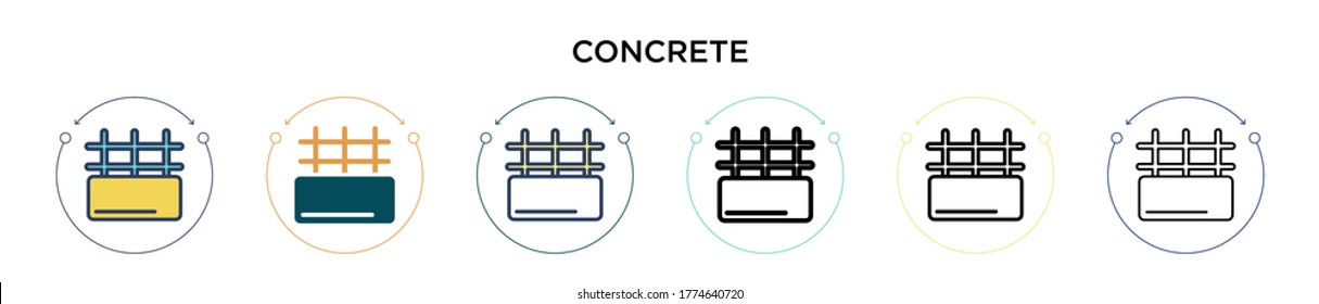 Concrete icon in filled, thin line, outline and stroke style. Vector illustration of two colored and black concrete vector icons designs can be used for mobile, ui, web