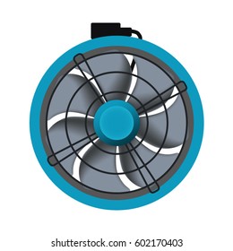 Concrete industry air conditioning. Air conditioning vector color blue fan, Concrete industry climate equipment, blower.