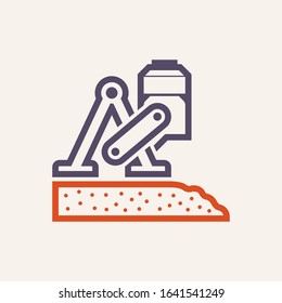 Concrete leveling machine or screed vector icon. Long steel frame or truss with motor, engine for industrial construction to control flatness of surface floor on concrete slab to be flat and smooth.
