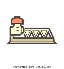 Concrete leveling machine or screed vector icon. Long steel frame or truss with motor, engine for industrial construction to control flatness of surface floor on concrete slab to be flat and smooth.