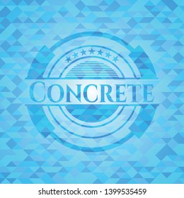 Concrete light blue emblem with triangle mosaic background